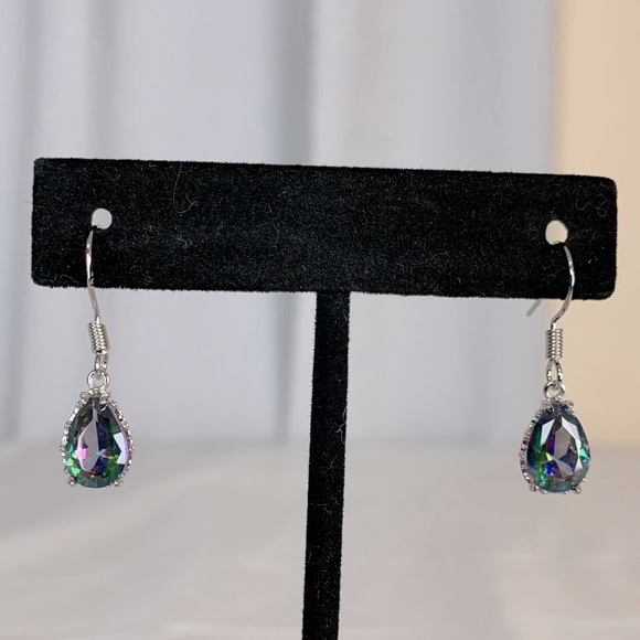 Jewelry - 925 Silver Plated Rainbow Zircon Earrings